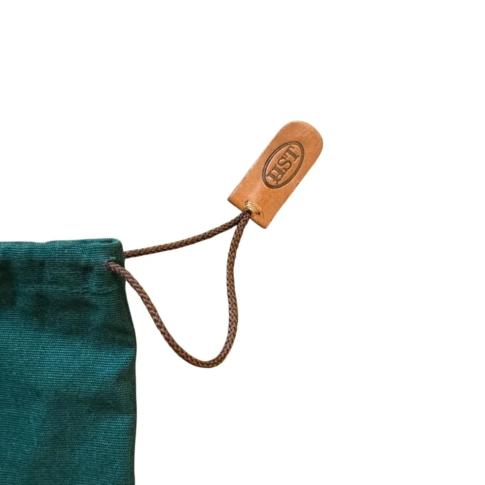 H.S. Trask & Co. Shoe Dust Bag Green Canvas Drawstring Leather Tab Storage Large